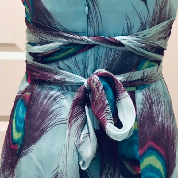 Nanette Lepore Peacock Silk Strapless Dress 👗 8 - Picture 3 of 5